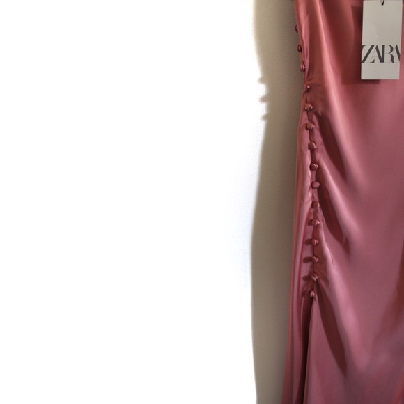 Zara Neutral Barbie Pink Lingerie Style Long Dress Medium BNWT - Picture 15 of 16